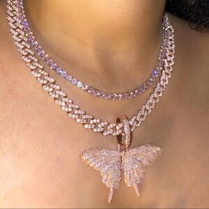 3 piece set pink butterfly tennis cuban set